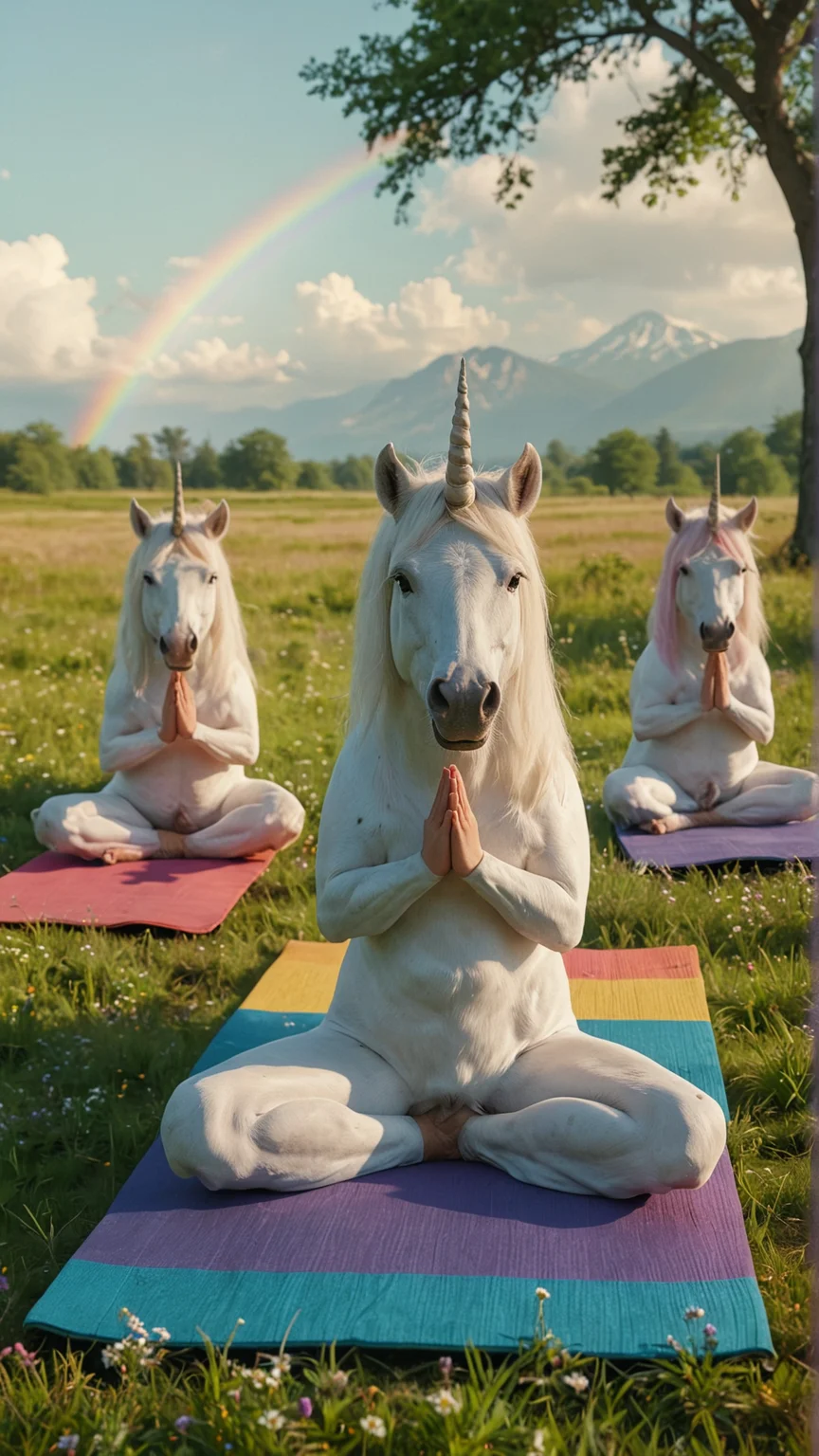 A group of unicorns practicing yoga in a serene meadow, with rainbow-colored mats and peaceful expressions.
absurdres, 8K, UHD,
many details, extreme detailed, full of details,
Wide range of colors, high Dynamic
<lora:add-detail-xl:1>
<lora:WildcardX-XL-Detail-Enhancer:1>
<lora:MJ52:0.175>
<lora:CinematicStyle_v1:0.42>
OverallDetailXL