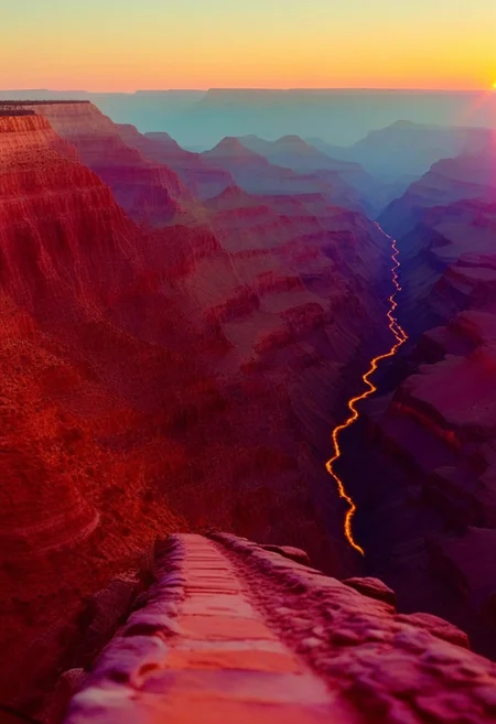()Hyoer Realistic, full color:2.0) depicting
(The Grand Canyon’s Bright Angel Trail, Arizona 🇺🇸:)
BREAK
)Hyoer Realistic:2.0)Polaroid picture (Cyberpunk future theme:1.97) Photorealistic image of the view from the tallest mountain on Mars, Olympus Mons, at sunrise. Realistic, high-resolution, 8K, cinematic, epic, detailed, intricate, hyper-realistic. Incorporate a vast, barren Martian landscape with towering mountains, deep valleys, and a distant horizon. The sky should be a deep shade of crimson, with a subtle gradient of orange and pink hues. Use a high-angle shot to emphasize the grandeur of the mountain. Canon EOS R3, f/5.6 aperture, 1/125 second shutter speed, ISO 100