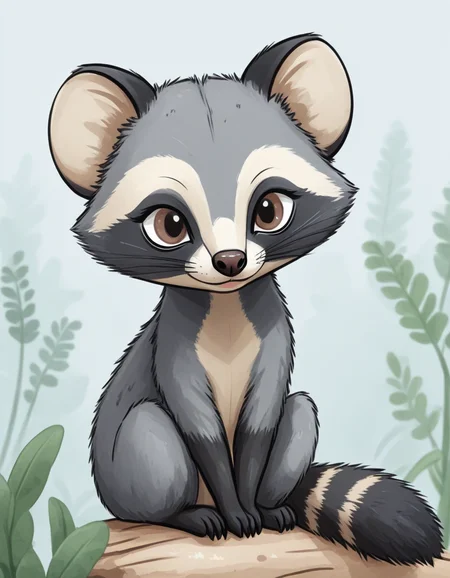 masked palm civet <lora:novuschroma57 style_detail:1> novuschroma57 style cartoon