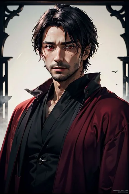 Master piece, highest quality, highest possible OverallDetail, semirealistic, red eyes,
Create an elder of a demonic sect.
The character looks like he is in his late twenties or early thirties. He is handsome.
He has black shoulder-length shaggy hair.
His outer robe is black and the inner robe is dark red.
His eyes are dark red. Detailed face. Red robe.
He meditates in nature.
perfecteyes eyes