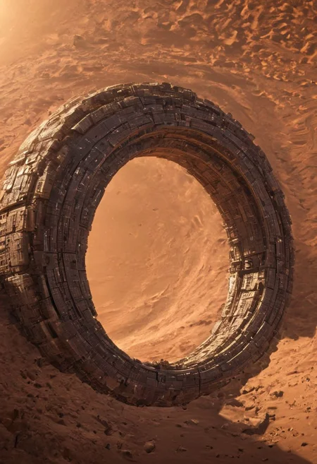 (POV view , DOF, first people view from the entrance, low angle shot:1.4),
(Ancient civilization, Alien Prometheus movie scene, dune movie scene:1.5), 
In the distant future, humans are spread across planets and ruled by an empire. The most important scene in the Dune movie, "Arrakis", was filmed in the Wadi Rum desert, the largest desert in Jordan, also known as the "Valley of the Moon". Some scenes were filmed in Rubou, Abu Dhabi, the Middle East. Shot in the Rub' al Khali desert. In addition to the desert landscape, the towering rocky scenery was also the main reason why it was chosen as the shooting location.
(Large Files, Ultra Realistic, 8K, 16k, FHD, HD, VFX, Perfect, Photography, composition, Architecture Sales Photography, Architecture Competition, Ultra High Resolution, Cinematography, High Resolution Image:1.1), (dramatic lighting, direct sunlight, ray tracing, clear shadow:1.2),  (real landscape:1.1), (blurred background:1.0), (urban background, more_details) ,
great lighting, clear, industrialbuilding, futureskyline, spstation