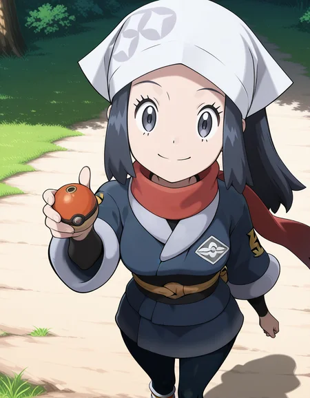 Akari (POKEMON LEGENDS),black hair,black eyes,galaxy expedition team survey corps uniform,head scarf,red scarf,black pantyhose,(both hand thumbs up:1.2), (((closed mouth))),day, ((grass)),outdoors,(blush:-1),(holding poke ball:1.2),
(solo:2),(pov:2.5),
looking at viewer,
medium breasts,
perky breasts,explicit,best quality,very aesthetic,absurdres,16k,intricate detail,amazing quality,(bold:3.12),thick outline,black outline,harsh lines,soft lines,deluster,boldline,curvy,slim,
smile,
(anime screencap),(anime coloring:1.2),anime screenshot, animated painting, animated gif,2d cel anime,anime cap,anime,anime style,anime cel,Cel shading,cel shaded,soft brightness,perfect face,perfect nose, perfect hair, perfect eyes,perfect female body,perfect skin,a face of perfect proportion,perfect lighting,perfect anatomy,perfect proportion,perfect hands,perfect legs,perfect fingers,masterpiece,super fine illustration,detailed linework,vibrant colors,kawaii,flat color,
<lora:ãã±ããã¢ã³ã¹ã¿ã¼ã·ã§ã¦illustriousPokemonAkariillustrious-000017:1:0.8>