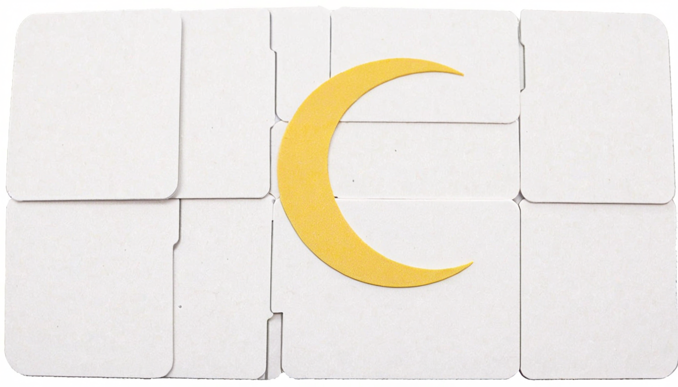 plastkort, a moon (made from:1.3) single white and yellow colored (rectangular plastic cards), <lora:Plastkort_epoch_8:1>