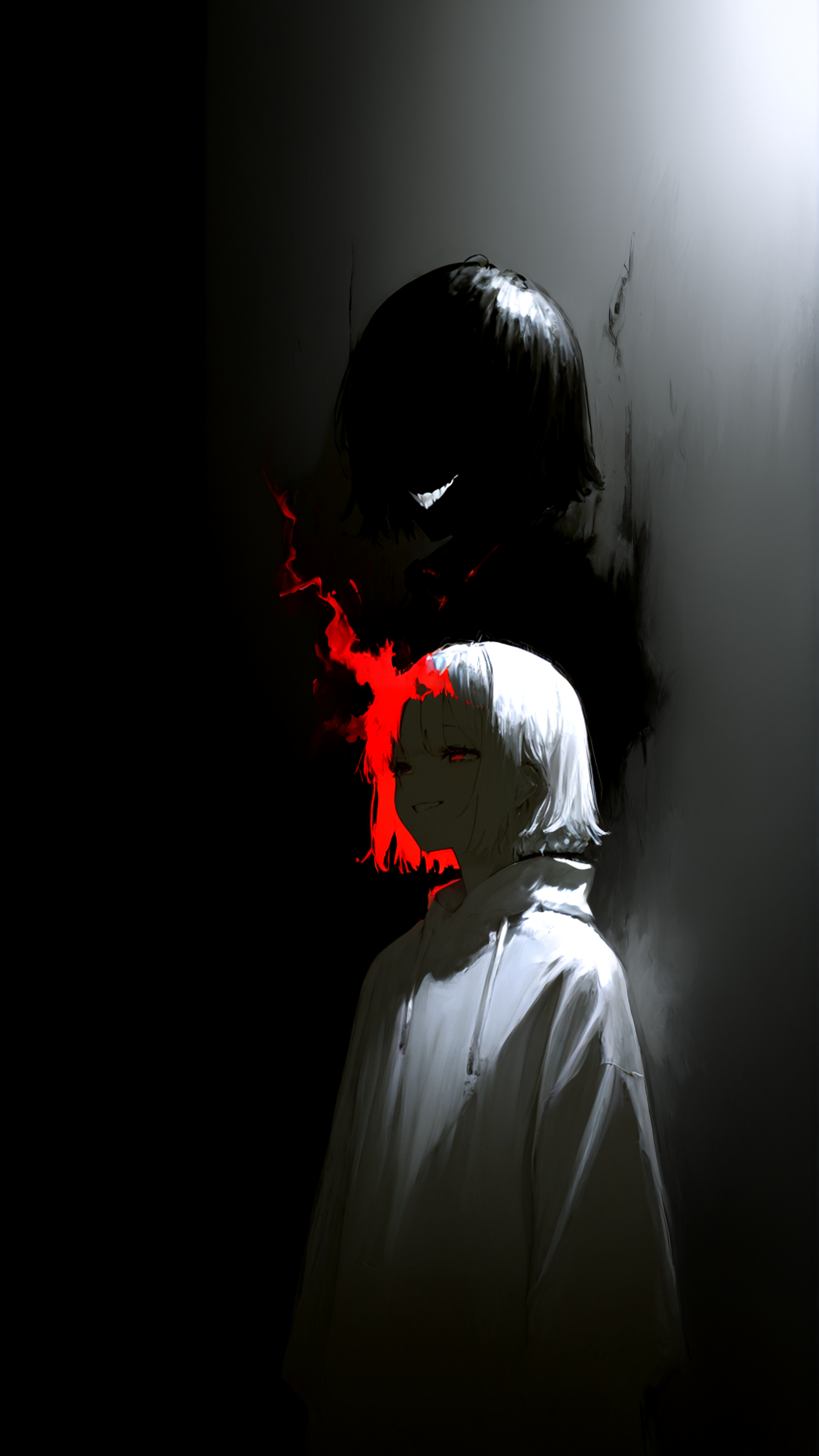 masterpiece, newest,absurdres,incredibly absurdres, best quality, amazing quality, very aesthetic, minimalism, 
1girl, backlighting, high contrast, evil grin, 
 <lora:G0zeNA_style:1> G0zeNA_illu, <lora:KonYa666:1> kony4666