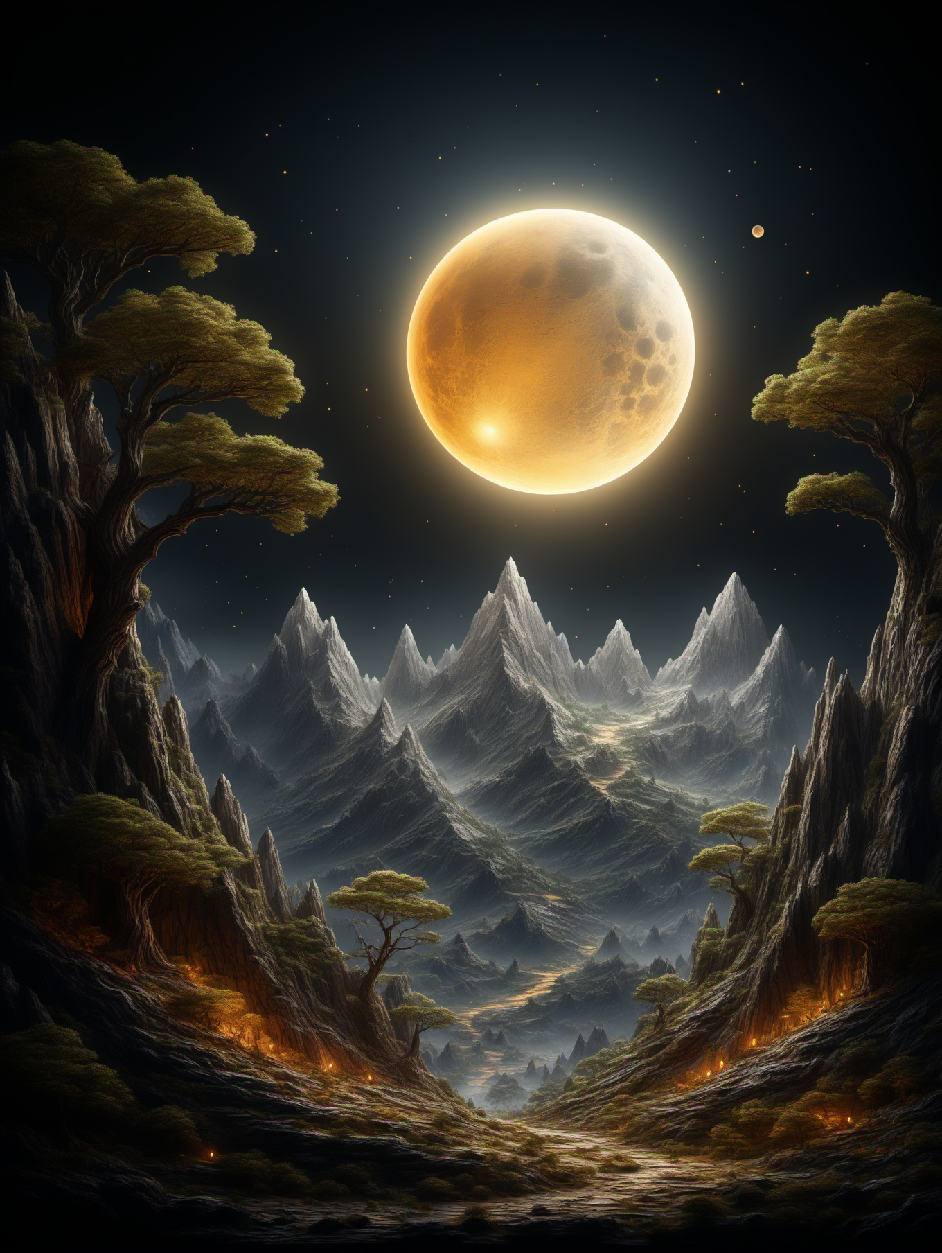 BJ_Full_Moon,tree,scenery,full_moon,mountain,
photo,8k,intricate,highly detailed,majestic,digital photography,(masterpiece, sidelighting, finely detailed beautiful eyes:1.2),hdr,realistic,high definition,
<lora:Full_Moon(7560):0.7>,