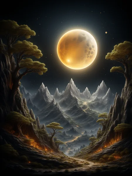 BJ_Full_Moon,tree,scenery,full_moon,mountain,
photo,8k,intricate,highly detailed,majestic,digital photography,(masterpiece, sidelighting, finely detailed beautiful eyes:1.2),hdr,realistic,high definition,
<lora:Full_Moon(7560):0.7>,