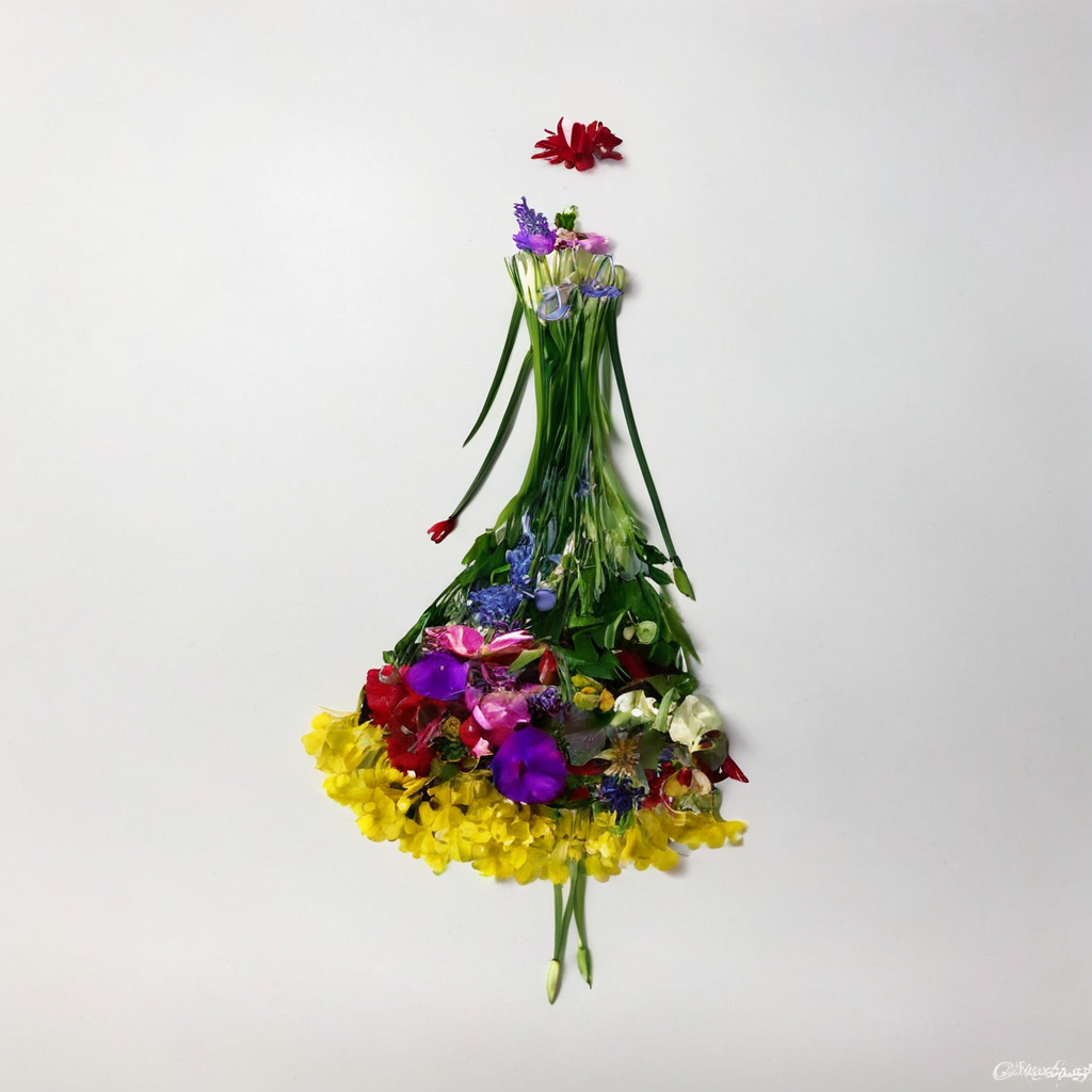 <lora:SDXL_fall_leaf_craft_Sa_May:1> fall leaf craft, a woman in a dress made of flowers