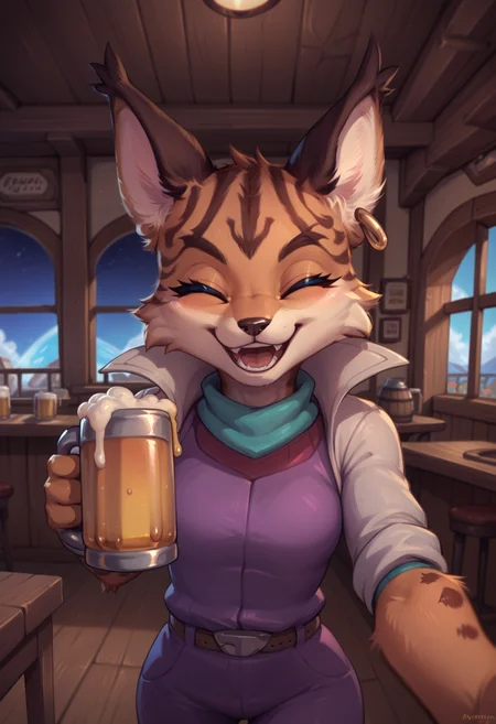 core_9, score_8_up, score_7_up, cowboy shot, looking at viewer, spaceship, <lora:Miyu_Swift_v2:1> miyu swift, happy, open mouth, smile, closed eyes, looking at you, tavern, holding beer,POV,