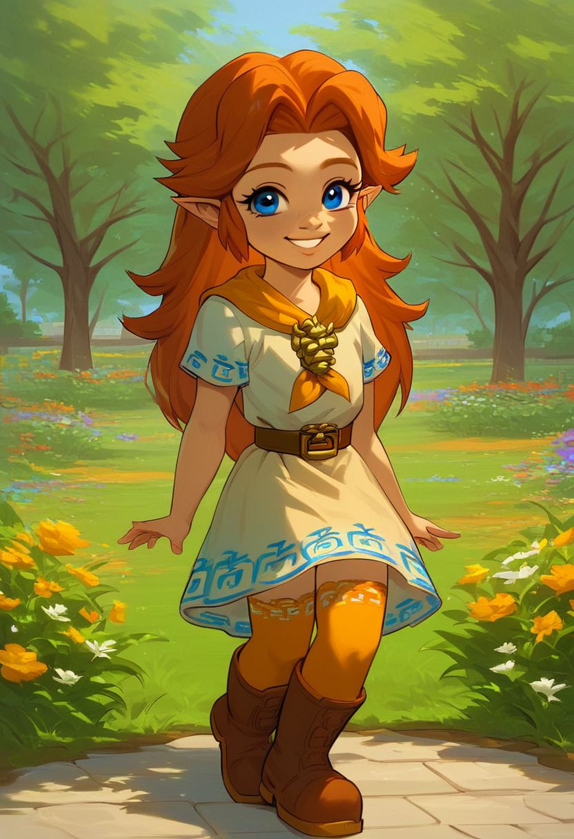(((score_9, score_8_up, score_8, solo, female, malon, short sleeves, boots, belt, malon dress, malon skirt, brown belt, yellow neckerchief, orange long stockings, female, cute, cub, young cub, young))), (((eye lashes, brown hair, blue eyes))), (masterpiece, best quality, hires, high resolution:1.2), rating_explicit, detailed background, (((garden, tree, outdoors, grass, orange long stockings))), (((smile, suggestive, looking at viewer))) (((laying on grass, side, orange long stockings})), (((female, solo))),