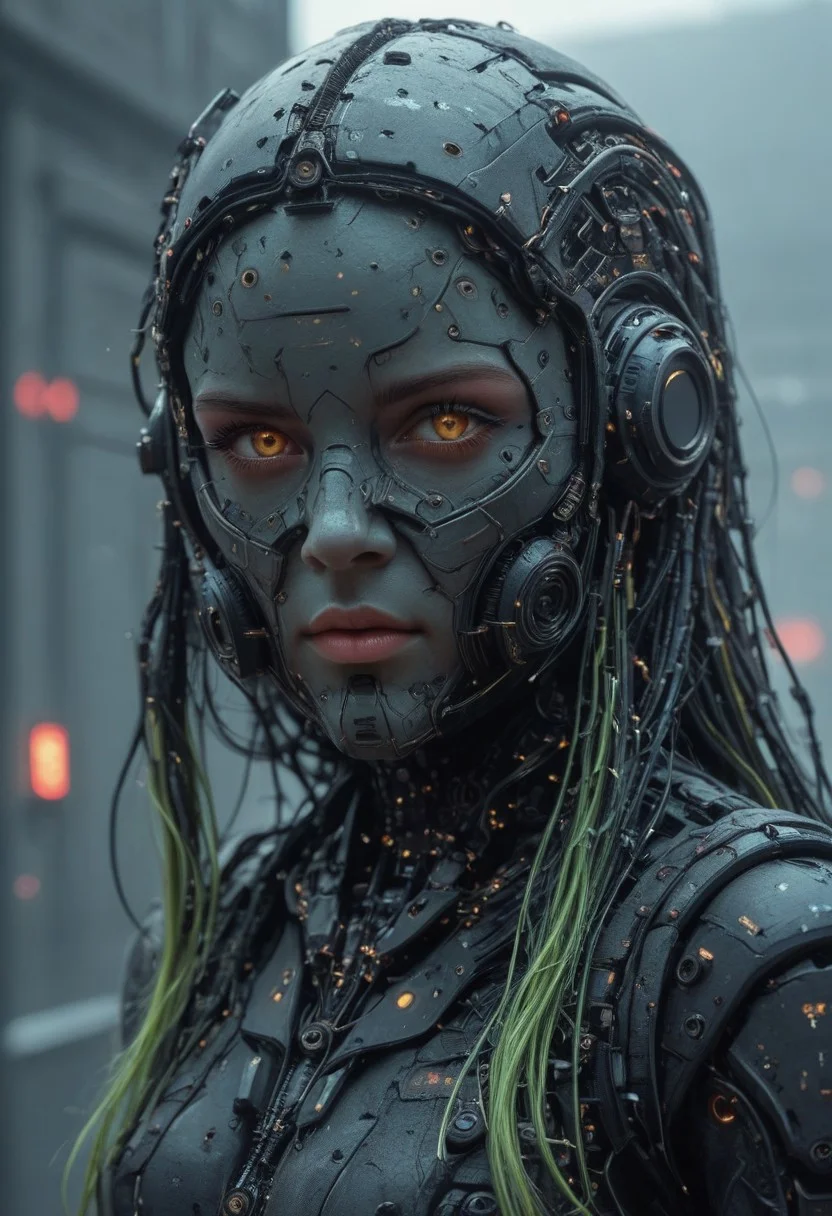 <lora:ck-nc-cyberpunk-IL-000011:0.60>, masterpiece, best quality, good quality, very aesthetic, absurdres, newest, 8K, depth of field, focused subject, dynamic angle, side view, from above, action shot, wabi sabi android woman, rainbow hair, glowing hair, cute simplistic frog hat, gazing at the viewer, clean visible face, clean white rectangular ceramic material and mechanical parts, their face mask is open, one eye has mechanical enhancements, servos, wires, exposed circuits, skin, holding giant green lillypad, (futuristic fractal shaped artemis station in background, window view), Sci-fi anime movie (style by George Shaw),shallow depth of field, vignette, (Fujicolor Superia X-TRA 400) , (bioluminecent glow:0.8),
in the style of cknc,
<lora:MoriiMee_Gothic_Niji_Style_Illustrious_r1:0.5>
<lora:ck-neon-retrowave-IL:0.85>
<lora:ck-shadow-circuit-IL:0.35>