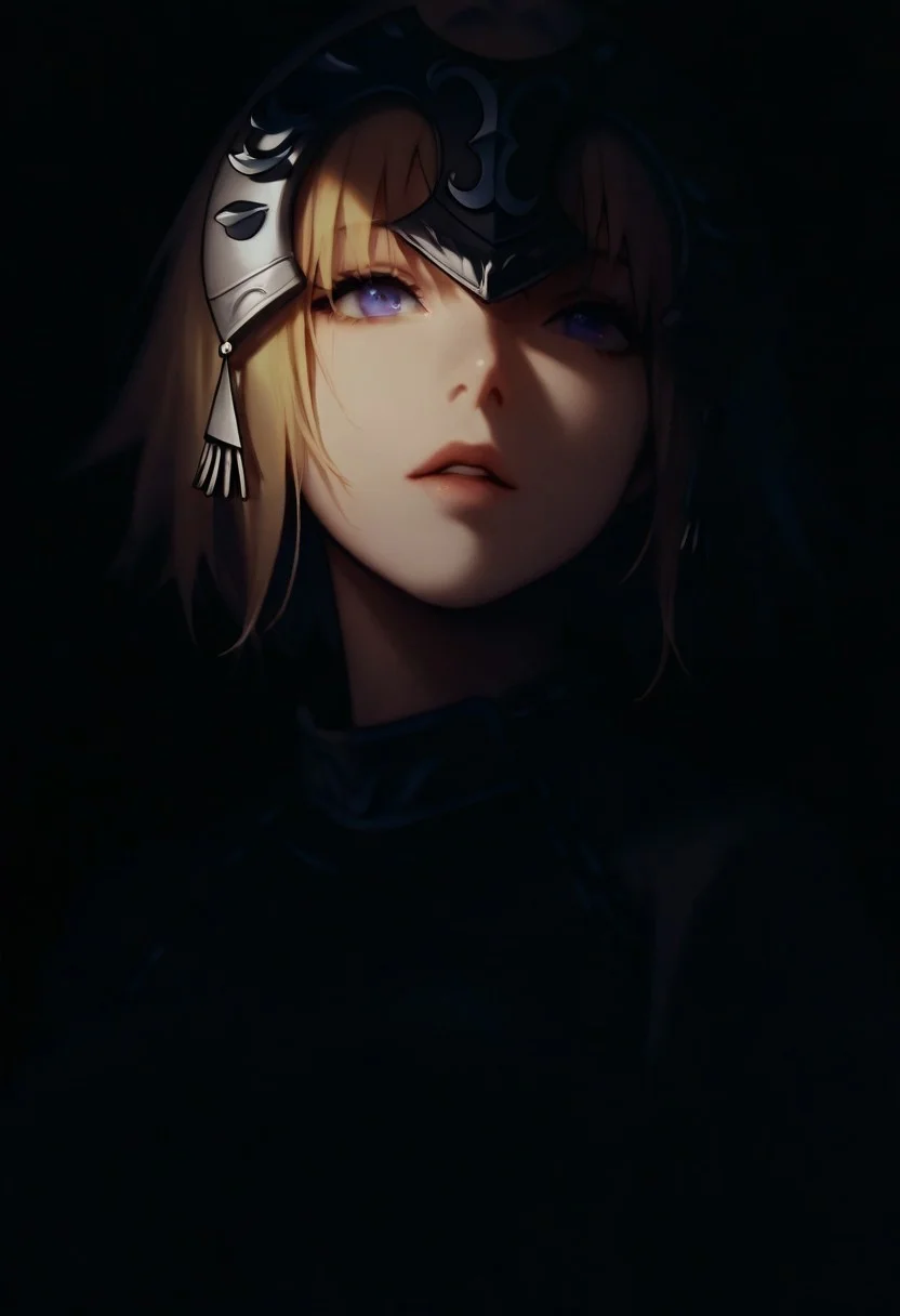1girl, jeanne d'arc, solo, dark, light, masterpiece, best quality, very aesthetic, close up,  parted lips