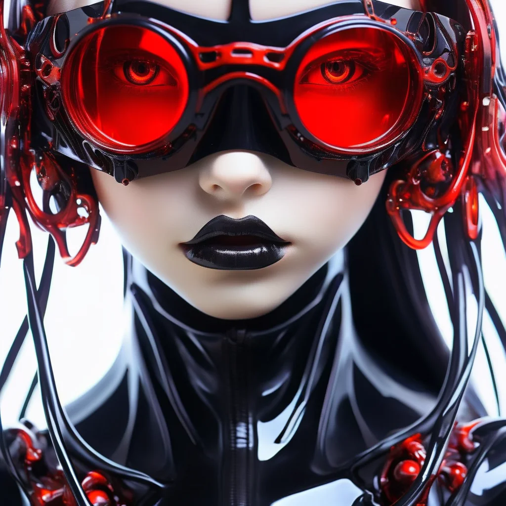 techmai girl red eye black glasses <lora:techmai:1>