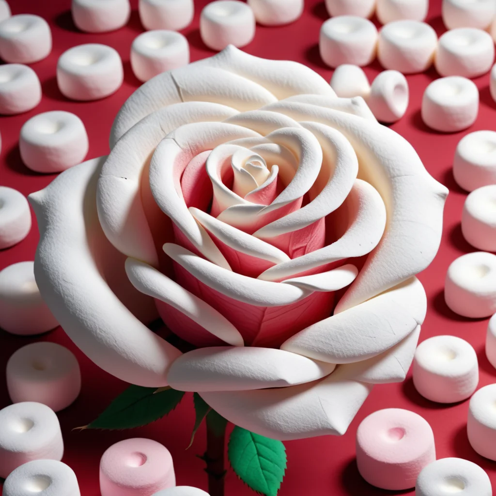 a rose made out of Jed-mrshmlw , <lora:MarshmallowStyle-000007:0.5>, masterpiece