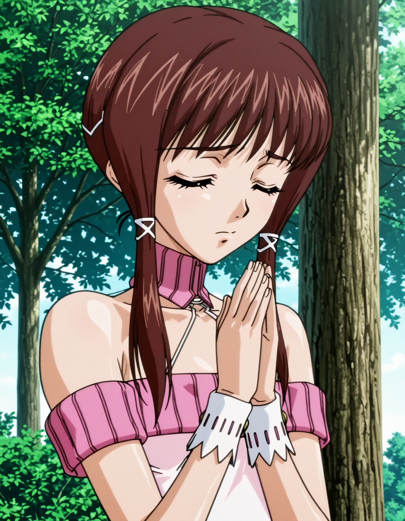 1girl,<lora:maia_dafune>,maia_normal,praying,upper_body,,closed eyes, outdoors,bokeh,tree,
<lora:dmd2_sdxl_4step_lora_fp16:1>