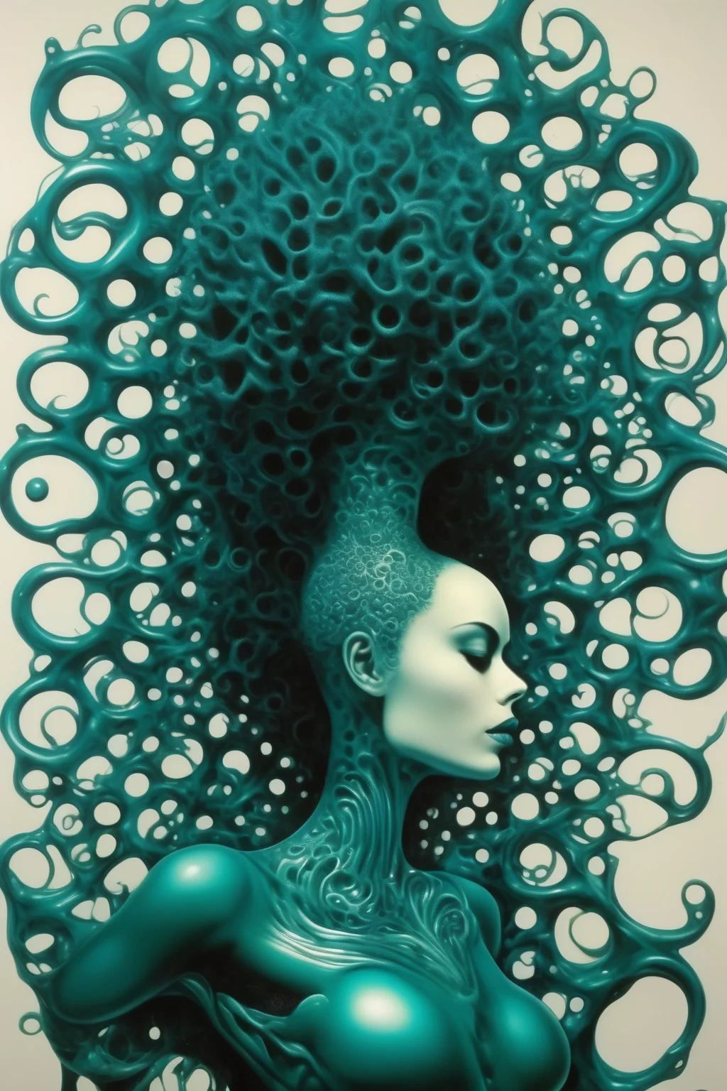 <lora:Philippe Druillet Style:1>Philippe Druillet Style - teal in the style of neri oxman