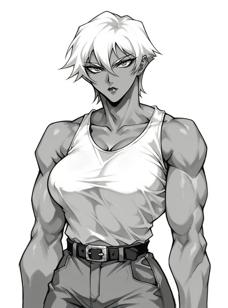 score_9, score_8_up, score_8, score_9, score_8_up, score_7_up,zPDXL2, source_anime,
bangs, 1girl, short hair, lipstick, solo, large breasts, belt,mangamix, monochrome, comic, greyscale, lineart, oobari_style,dark-skinned female, mature female, muscular female,
<lora:mangamixxl5:1> <lora:oobari_style_pony_ver1:0.8>