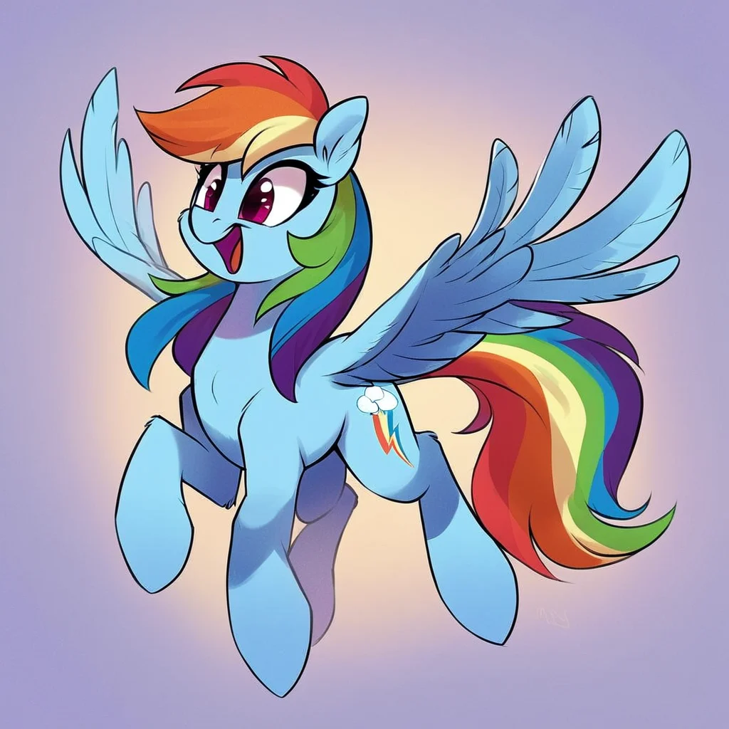 <lora:Light262_Style_v2_PonyXL:0.8> by light262, light-cavern, score_9, score_8_up, score_7_up, score_6_up, score_5_up, score_4_up, source_furry, source_pony, source_cartoon, rating_safe, feral, quadrupedal, rainbow dash, feral, pegasus, feathered wings, wings, in crystal castle, hoofy-kicks