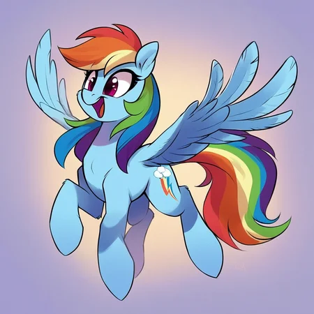 <lora:Light262_Style_v2_PonyXL:0.8> by light262, light-cavern, score_9, score_8_up, score_7_up, score_6_up, score_5_up, score_4_up, source_furry, source_pony, source_cartoon, rating_safe, feral, quadrupedal, rainbow dash, feral, pegasus, feathered wings, wings, in crystal castle, hoofy-kicks