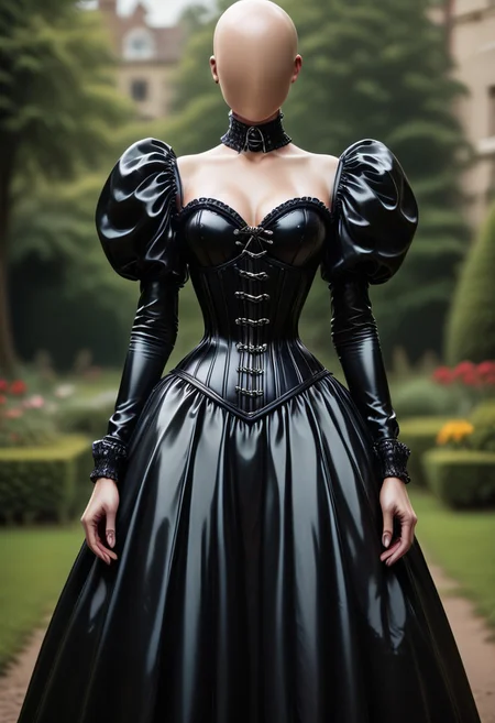 score_9, score_8_up, score_7_up, rating_safe, concept art, realistic, Fixhand.
1girl, solo, DroneFace, Mirror Face.
Long dress. Corset.