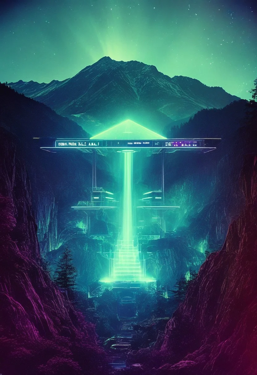 ()Hyoer Realistic:2.0)Polaroid picture
an image of
A futuristic, neon-lit (Appalachian mountain range, transformed into a utopian resort.:1.78) Towering skyscrapers and sleek, curved architecture blend seamlessly with the natural landscape. Holographic waterfalls cascade down the sides of mountains, while levitating walkways connect the peaks. The air is clean and fresh, filled with the sweet scent of blooming flora. In the distance, a massive, glowing portal pulses with energy, connecting the resort to other dimensions. The atmosphere is one of serenity and wonder, as people from all walks of life come to marvel at this technological marvel.