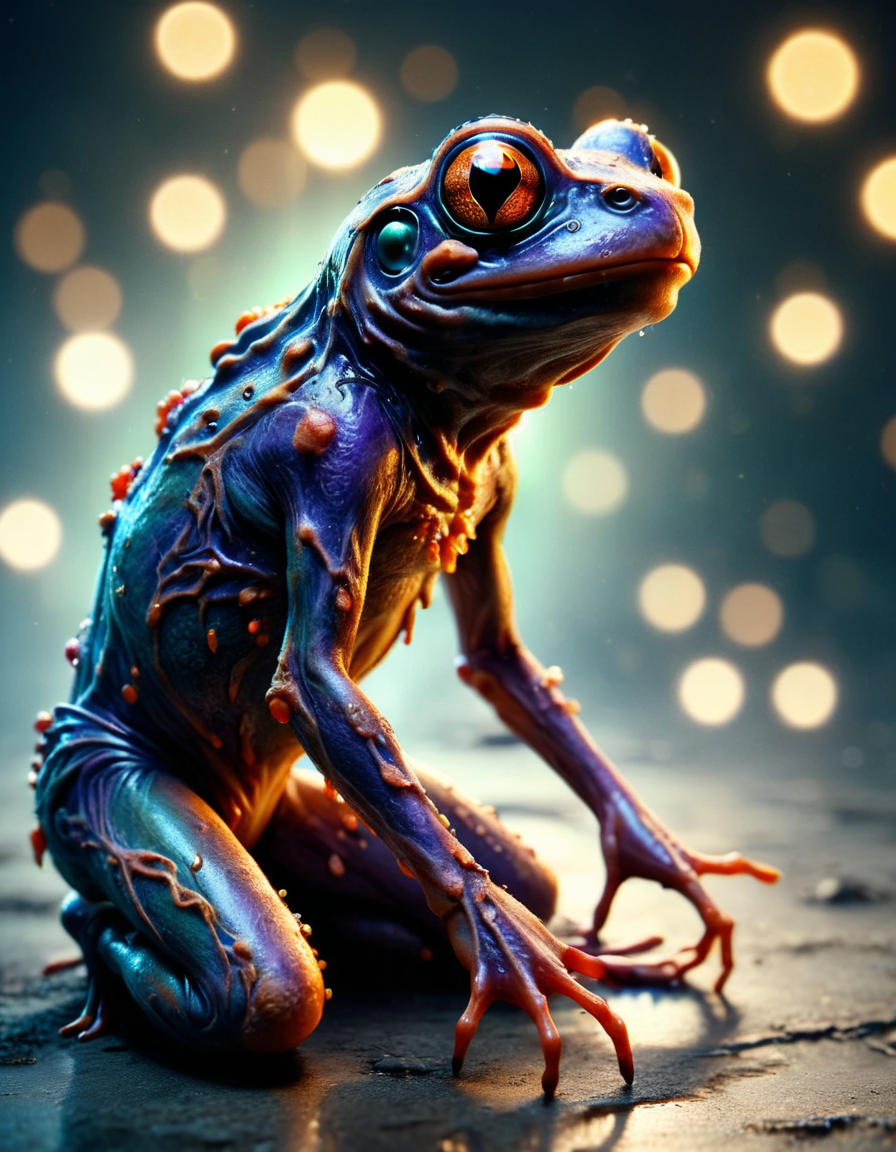 macro photo, a beautiful frog, glowing lights, beautiful magical sparkles, vibrant whimsical colors, made out of ral-zmbyz <lora:ral-zmbyz:1>