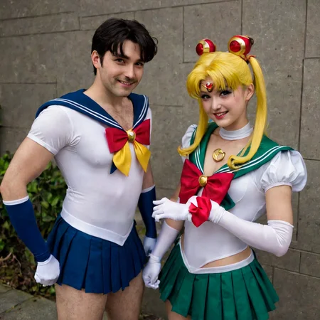 LSM, a man dressed in a sailor costume, Sailor senshi, Serafuku <lora:SM_costumes_SDXL:1>