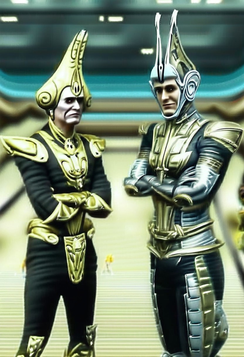Corpus crewman in a spaceship corridor, science fiction, star wars, dramatic shot, , athletic build,
realistic texture, realism, best quality, 
Dax, dax armor, male dax armor, bishamo armor, male bishamo armor, man, gold dax armor, Wearing dax male helmet, dax male helmet,  gold armor. Arms crossed,