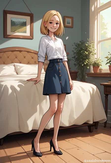 score_9, score_8_up, score_7_up, score_6_up, score_5_up,  1girl, solo, full body,
<lora:Nora (Storybooth):0.9> Nora_Storybooth, blonde hair, medium hair, freckles, smile, black eyes,
high heels,
indoors, detailed background,
<lora:Expressive_H:0.7> Expressiveh,
<lora:add-detail-xl:0.9>
<lora:light:1> neolight