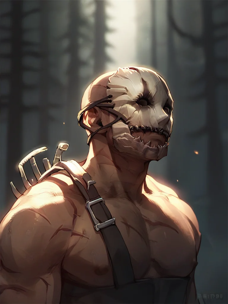 score_9, score_8_up, score_7_up, score_6_up, score_5_up,  portrait of Tr@pper man, dark lighting, mask, dark forest background,  <lora:Tr@pper-000004:1>