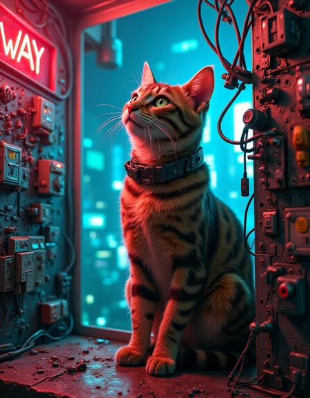 a neon red sign saying 'Cats Way', <lora:Cyberpunk__Realistic:1> recypu style