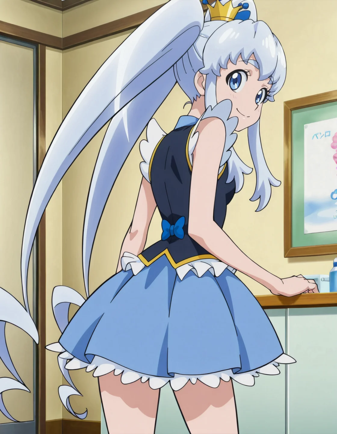 anime screencap, solo,1girl,cureprincess,looking at viewer,smile,
small breasts,from behind,skirt<lora:cureprincess_IL:0.8>
high definition,amazing quality,best quality,very aesthetic,masterpiece,absurdres,