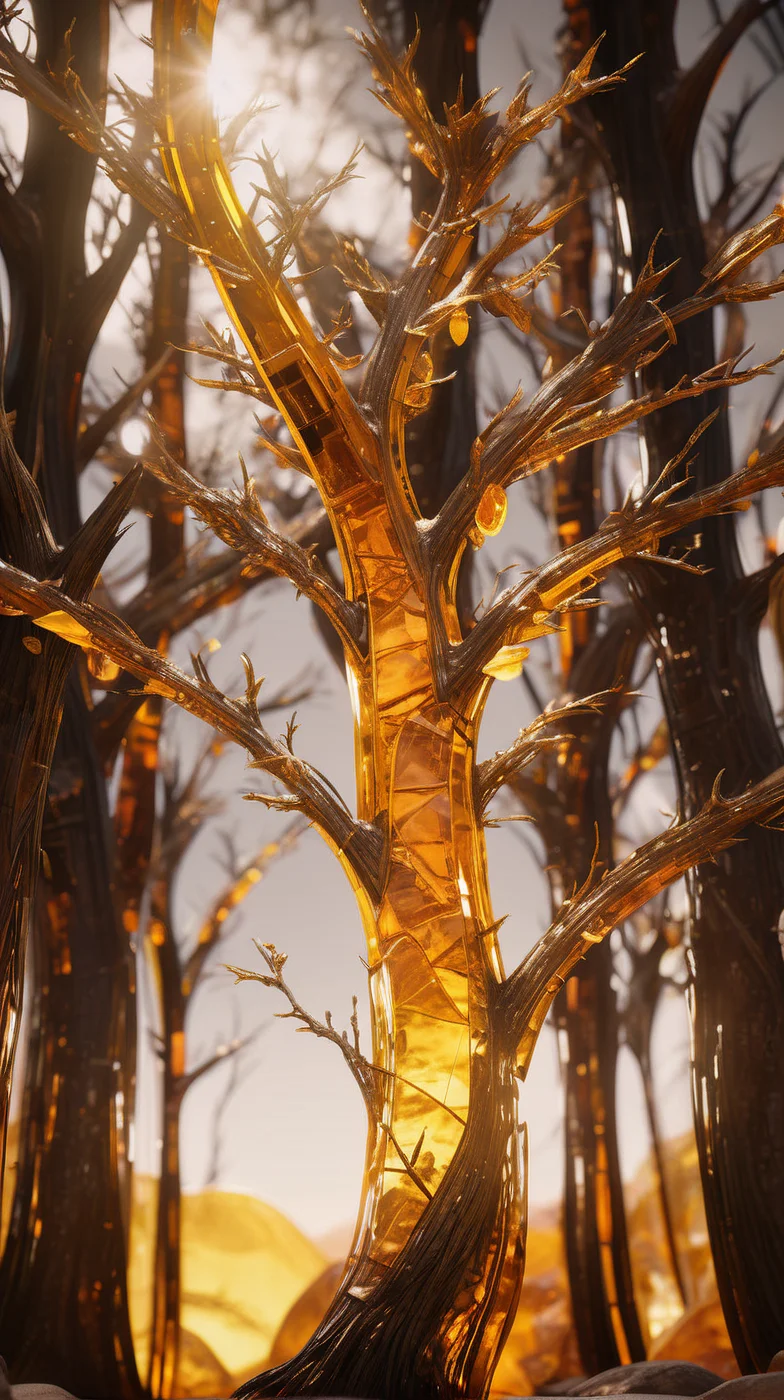 ambr1 tree, amber background, cinematic<lora:ambr1:1>