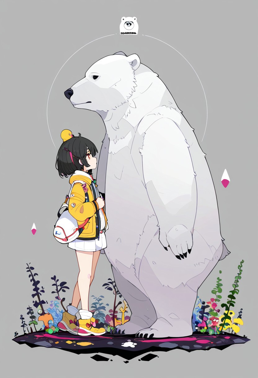 artist:touzai \(poppin phl95\), (artist:ideolo), (artist:gomennasai:0.7), artist:nslacka, polar bear, from side, no lineart, , masterpiece, best quality