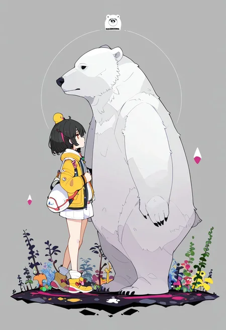 artist:touzai \(poppin phl95\), (artist:ideolo), (artist:gomennasai:0.7), artist:nslacka, polar bear, from side, no lineart, , masterpiece, best quality