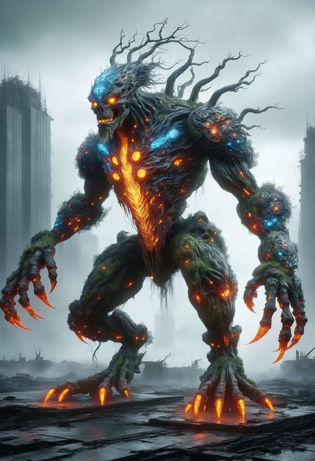 DonMQu4n7umZ3r0XL fluidic airy orc chinese arboreal Hydra, lava skin, insectoid
, post-apocalyptic wasteland, apocalyptic event,
<lora:DonMQu4n7umZ3r0XL-000006:0.8>,