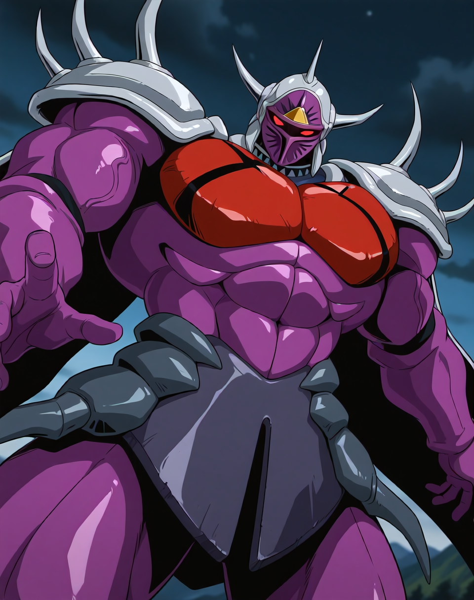 <lora:Lanacuras_(Shinzo)_(Illustrious)_(AD):1> Lanacuras, muscular, Shinzo, 
exterior, vivid anime dark sky with black clouds, mountains, nature, end of the world background, fighting, 
dynamic action, dutch angle, cowboy shot, detailed face, detailed eyes, glowing red eyes, 
hyper muscular, end boss, large wide rounded protruding pecs, bulging muscles, large rounded muscular shoulders, large biceps, large thighs, abs, red pecs, perfect hands, peak physical conditioning, pinnacle of manly perfection, perfect physique, veiny muscles, commanding oppressive presence, 
BREAK: very awe, aesthetically pleasing, masterpiece, best quality, amazing quality, very aesthetic, perfect depth of field shot, 
BREAK: lazympos, lazypos (2),