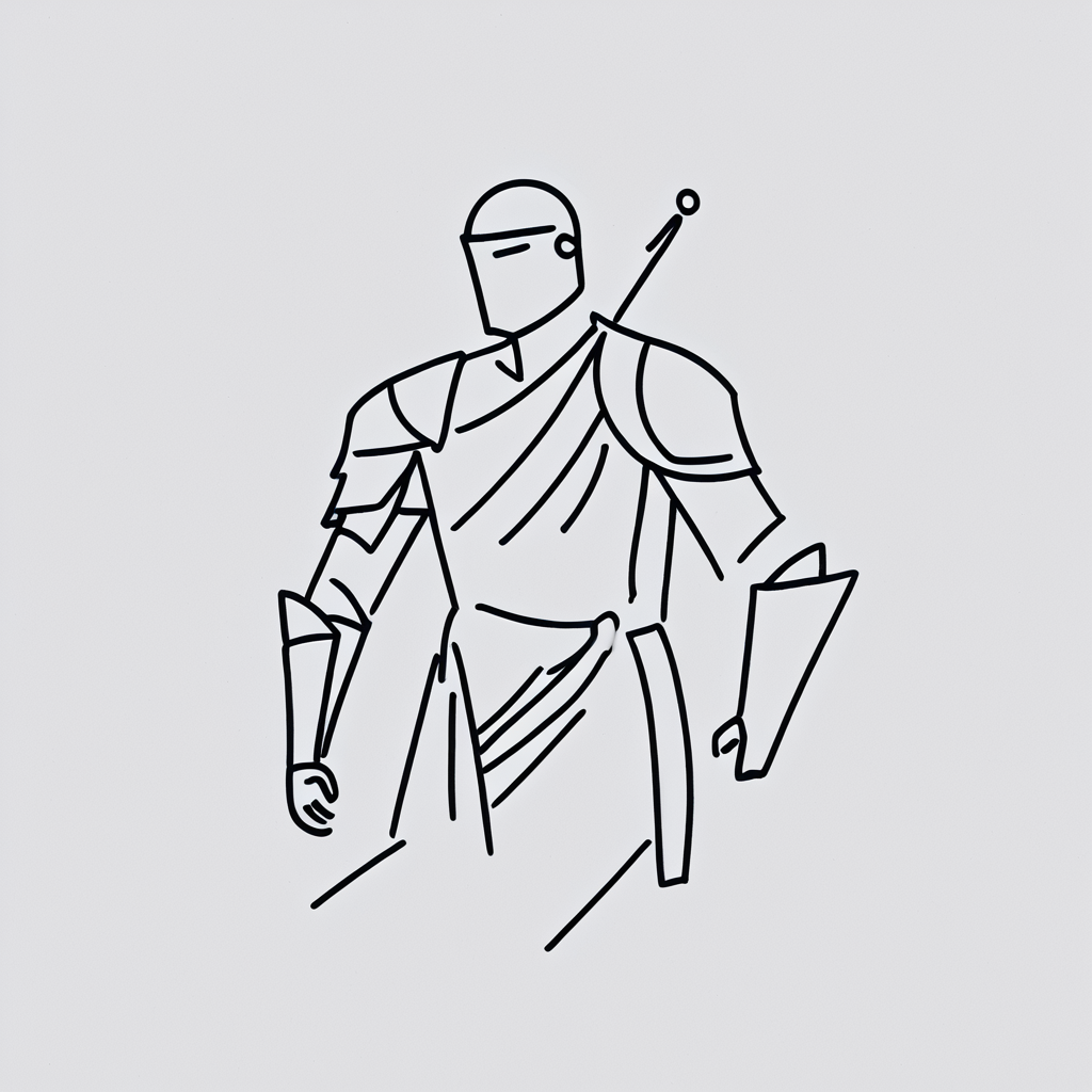<lora:Simplest_line_artPony:1.5>. ARSMJSTYLE, simplest line art,  knight