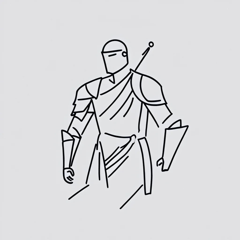 <lora:Simplest_line_artPony:1.5>. ARSMJSTYLE, simplest line art,  knight
