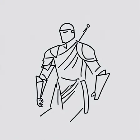 <lora:Simplest_line_artPony:1.5>. ARSMJSTYLE, simplest line art, knight