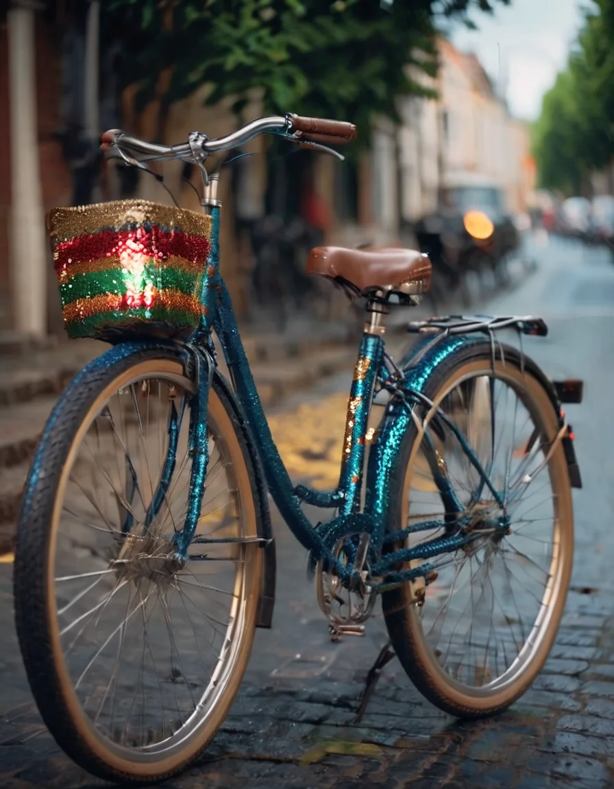 cinematic still fflix_sequin, bicycle, ground vehicle, no humans, road, blurry background, outdoors, street, pavement . emotional, harmonious, vignette, highly detailed, high budget, bokeh, cinemascope, moody, epic, gorgeous, film grain, grainy", "cinematic photo fflix_sequin, bicycle, ground vehicle, no humans, road, blurry background, outdoors, street, pavement . 35mm photograph, film, bokeh, professional, 4k, highly detailed", "fflix_sequin, bicycle, ground vehicle, no humans, road, blurry background, outdoors, street, pavement, intricate, elegant, highly detailed, digital painting, artstation, concept art, smooth, sharp focus, illustration, art by wlop
<lora:fflix_sequin-000012:1>