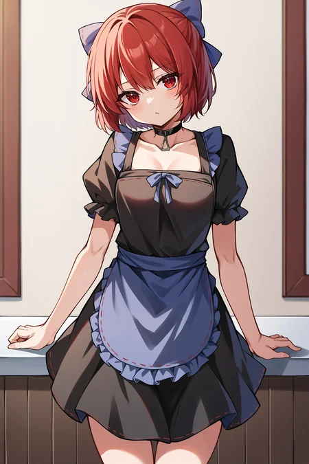score_9, score_7_up, source_anime, indoors, standing, looking at viewer, head tilt
BREAK
1girl, solo, sekibanki, red hair, red eyes, blue bow, black dress, apron, black choker
<lora:sekibanki:1>