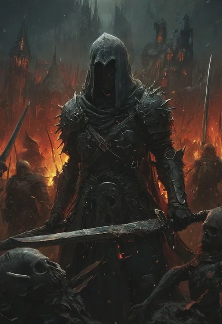 Completely Helm's fall absolutely nothing, pure black, detailed, but the Lord of the Rings of life are rising, FastNegativeV2, ral-dissolve,(James Ensor,Unica Zurn,Zdzislaw Beksinki:1.25), Skeletons,Weeping statues, Paranormal,Apparition, (Metallics:1.1), (Shape:1.1), (Monotyping:1.1), (Strobe light:1.2), Stone, Rhombus, ultra detailed, intricate, oil on canvas, dry brush, (surrealism:1.1), (disturbing:1.1) <lora:khorne:0.7> <lora:methurlant:0.5>
The king's guards fell like wheat before the scythe, their cries of alarm silenced by the swift and merciless blades of the assassin knights. In the heart of the fortress, they confronted the tyrant king himself, a figure wreathed in shadows and crowned with a crown of thorns.
A fierce battle ensued, the clash of steel and the crackle of dark magic filling the air with a palpable sense of impending doom. Sirah's daggers danced like silver serpents, finding their mark with unerring accuracy, 
creating a hyperpunk scene with desaturated translucent DARK Red and beige details, colorful (polaroid:0.7) with vibrant colors, (vacations, high resolution:1.3), (small, selective focus, european film:1.2), (sexual advance:1.1), ,end of hopes ,silence, extremely detailed,dark,sad, easynegative, digital artwork by Beksinski, extremely detailed, dark, chiaroscuro, low-key,in the style of Kelly Slater ,style by Kelly Slater,closeup,digital artwork by Beksinski, style of Kelly Slate