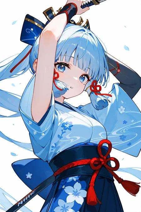 (score_9,score_8_up,score_7_up),<lora:Kamisato Ayaka(Genshin Impact)-v1:1>,Kamisato Ayaka(Genshin Impact),1girl,weapon,sword,holding sword,solo,japanese clothes,holding,holding weapon,long hair,white background,kimono,blue eyes,bangs,looking at viewer,hair ribbon,ribbon,wide sleeves,hair ornament,blunt bangs,parted lips,floral print,upper body,katana,long sleeves,white kimono,tress ribbon,blue hair,mole under eye,sidelocks,light blue hair,red ribbon,mole,white hair,alternate costume,print kimono,alternate hairstyle,obi,breasts,floating hair,bow,sash,arms up,from side,flower knot,hair bow,
NSFW,expressive,amazing quality,ultra hd 32k,