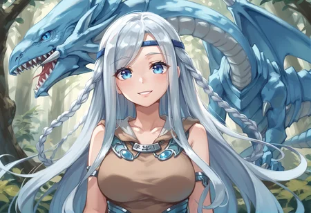 (score_9:0.9),score_8_up,score_7_up,rating_explicit,(zPDXL),(zPDXL3),
<lora:Maiden with Eyes of Blue PonyXL v1.2:0.71>,forest,maiden with eyes of blue,1girl,dragon,smile,looking at viewer,brown dress,solo,upper body,blue eyes white dragon,blue circlet,silver bracelet,
