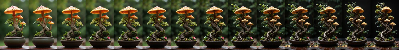 beautiful mushroom in artistic bonsai pot