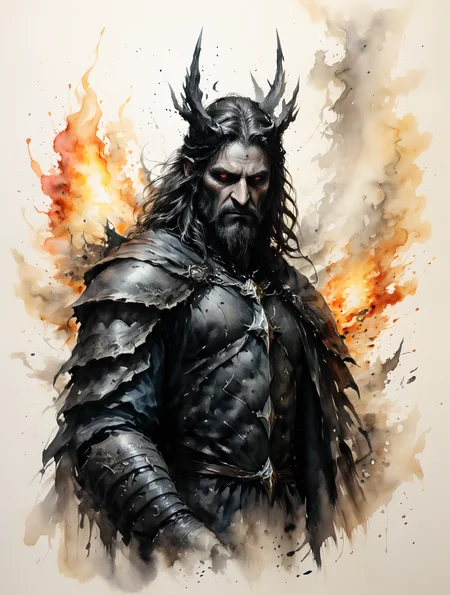 Morgoth descended upon Arda in power and majesty greater than any other of the Valar, as a mountain that wades in the sea and has its head above the clouds and is clad in ice and crowned with smoke and fire; and the light of the eyes of Melkor was like a flame that withers with heat and pierces with a deadly cold.