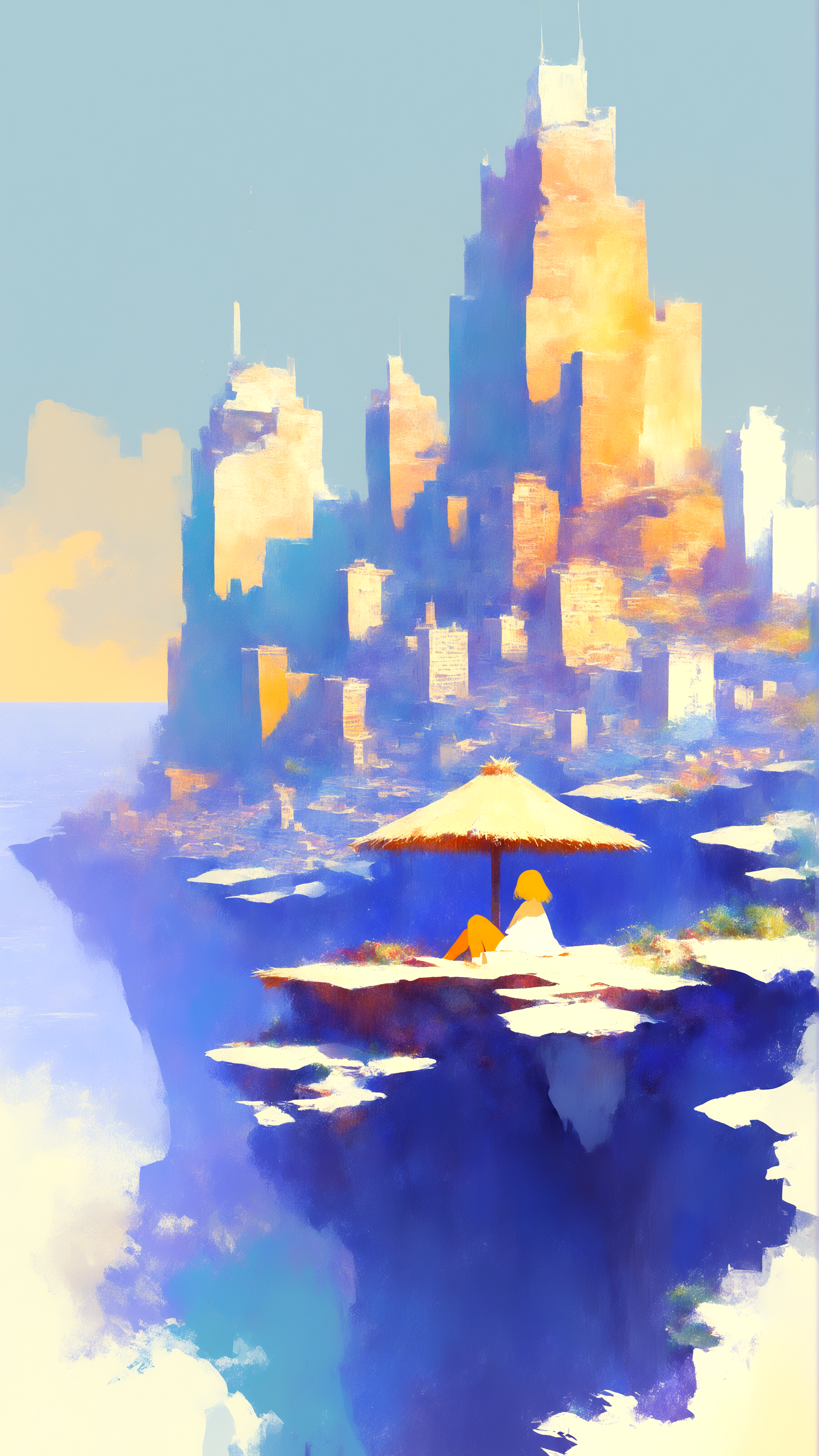 masterpiece, newest,absurdres,incredibly absurdres, best quality, amazing quality, very aesthetic, painterly, retro artstyle, minimalism, 
2 girls, sitting sideways,cityscape, hut, scenery,
<lora:0__11Xx:1> 0__11Xx_illu
