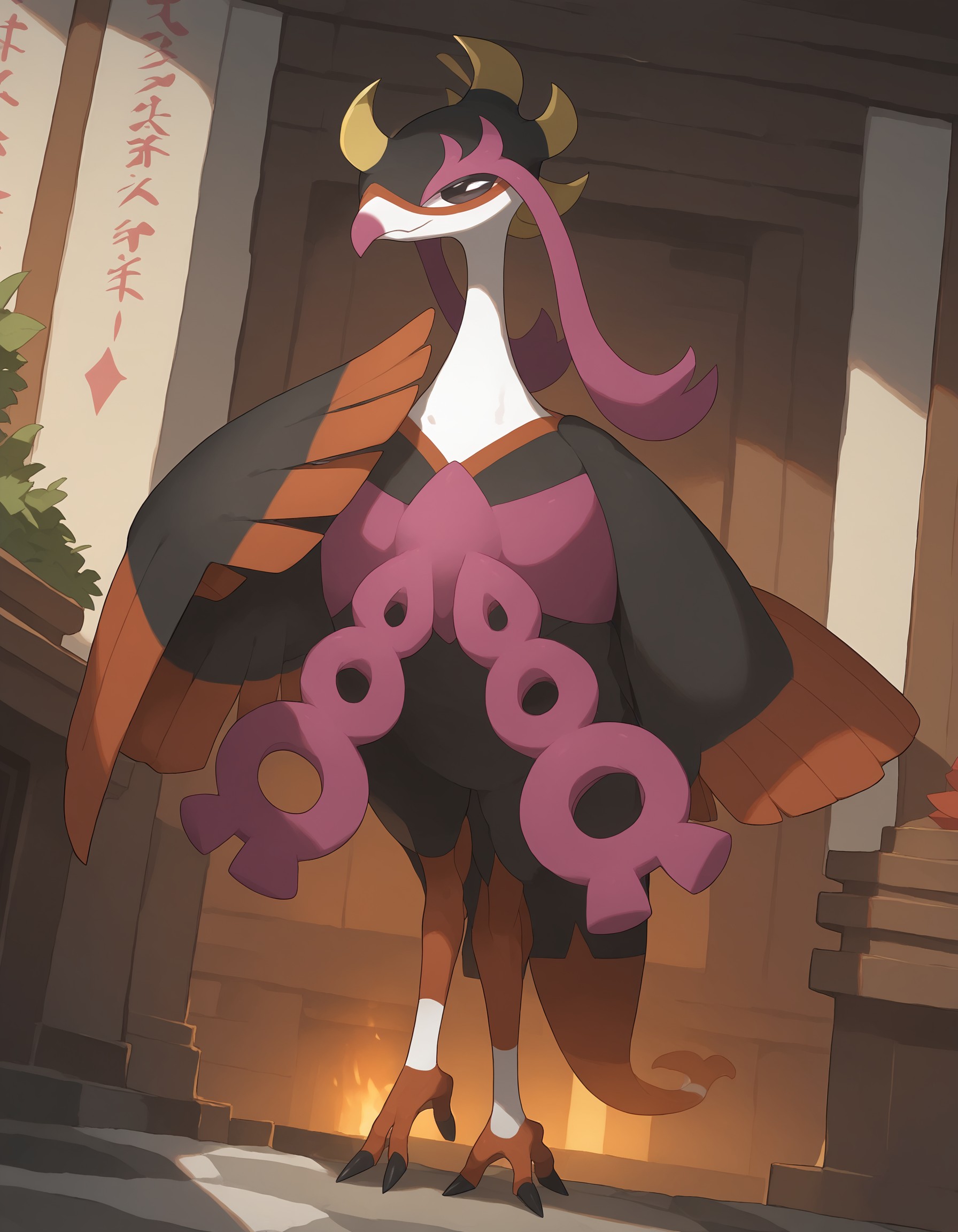 score_9, score_8_up, score_7_up, fezandipiti, pokemon \(creature\), (solo), full body, beak, avian, multicolored skin, looking at viewer, japanese temple, sunny, , <lora:cefaa866-a58e-40ba-a219-79ab392f7d60:1.0>, <lora:fcd03851-a47f-4cbe-b519-bcd80bca9f51:1.0>
