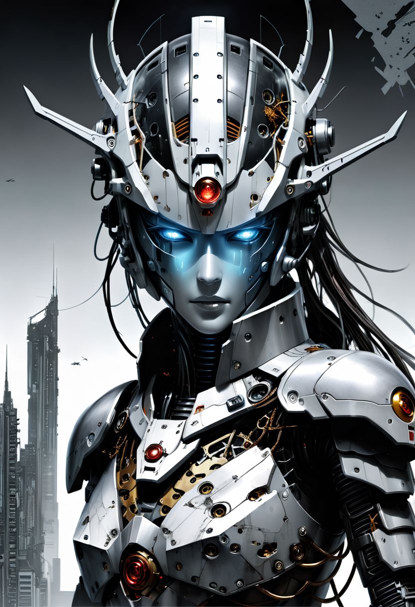 gundam,(noface:1.1),solo,1other,upper body,helmet,science fiction,robot,humanoid robot,no humans,glowing,mask,armor,Grayscale,cable,chain mail,crack,fully armed,glowing eyes,Pauldrons,(masterpiece:1.2),(best quality:1.2),intricate details,newest,ai-generated,perfect anatomy,1girl,
beautiful girl,Leaping with one hand reaching up,Bewildered,simple,Floating Islands with Sky Gardens,
edgQuality,<lora:add-detail-xl:1>,<lora:DarkGrimFantasyXL:1>,<lora:srdxl_v2_7_5a7:1> Gundam, EVA, ARMORED CORE, BATTLE TECH,