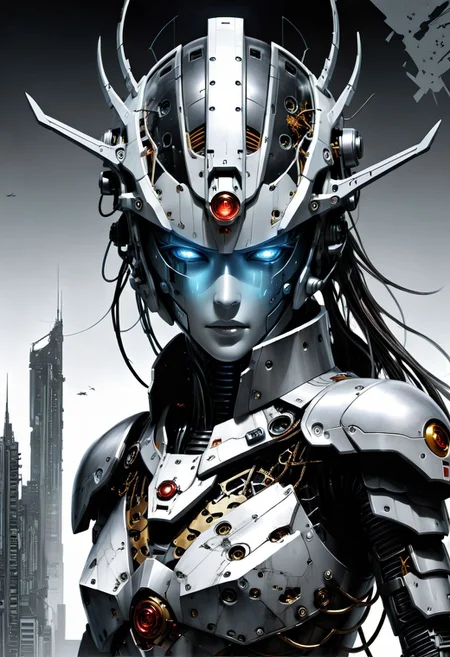 gundam,(noface:1.1),solo,1other,upper body,helmet,science fiction,robot,humanoid robot,no humans,glowing,mask,armor,Grayscale,cable,chain mail,crack,fully armed,glowing eyes,Pauldrons,(masterpiece:1.2),(best quality:1.2),intricate details,newest,ai-generated,perfect anatomy,1girl,
beautiful girl,Leaping with one hand reaching up,Bewildered,simple,Floating Islands with Sky Gardens,
edgQuality,<lora:add-detail-xl:1>,<lora:DarkGrimFantasyXL:1>,<lora:srdxl_v2_7_5a7:1> Gundam, EVA, ARMORED CORE, BATTLE TECH,